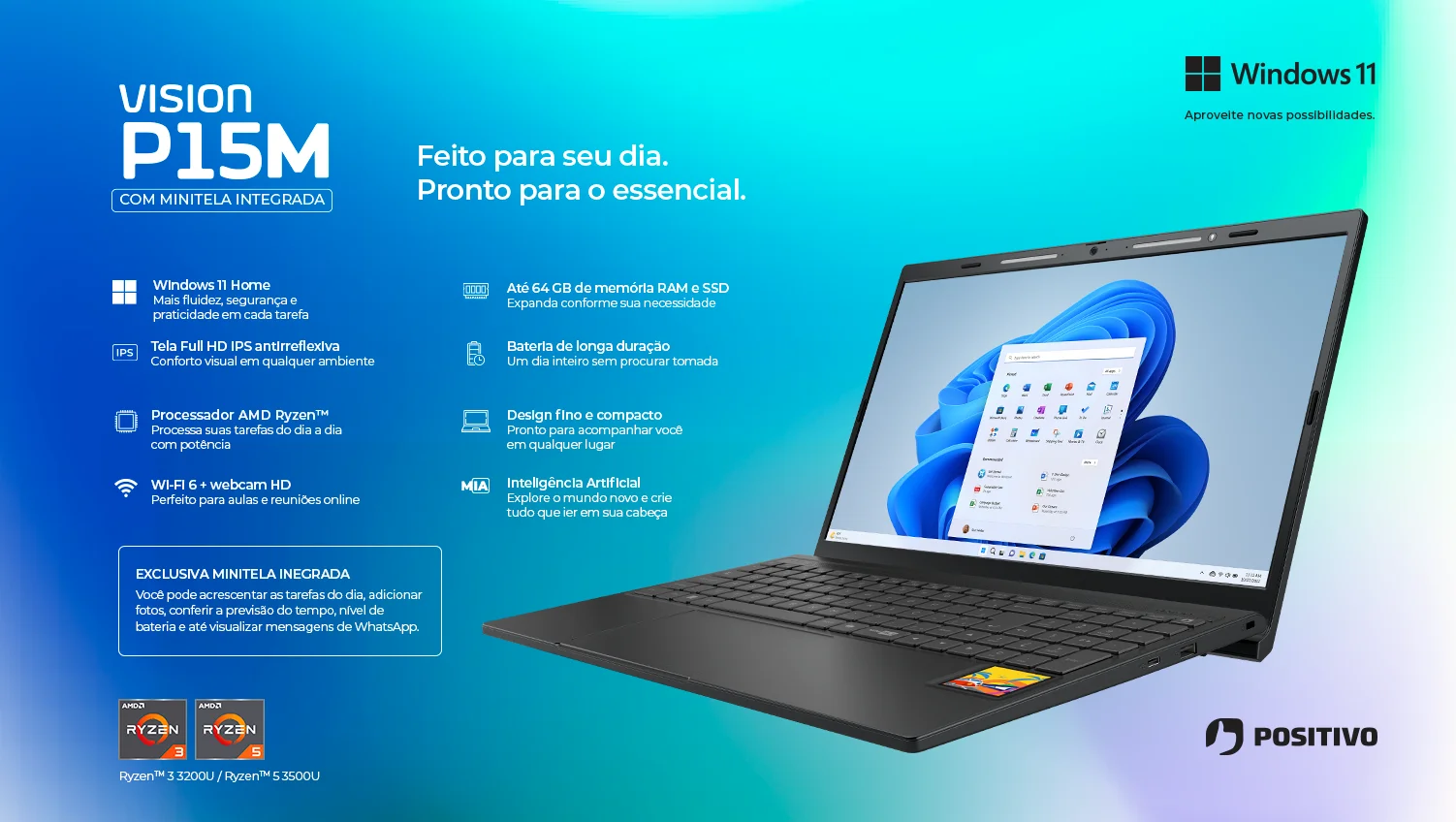 Positivo atualiza linha de notebooks Vision com foco em durabilidade e upgrades